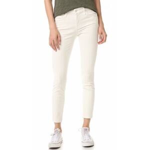 MOTHER 27 Looker Ankle Fray Hopscotch in Seashell Corduroy Mid Rise